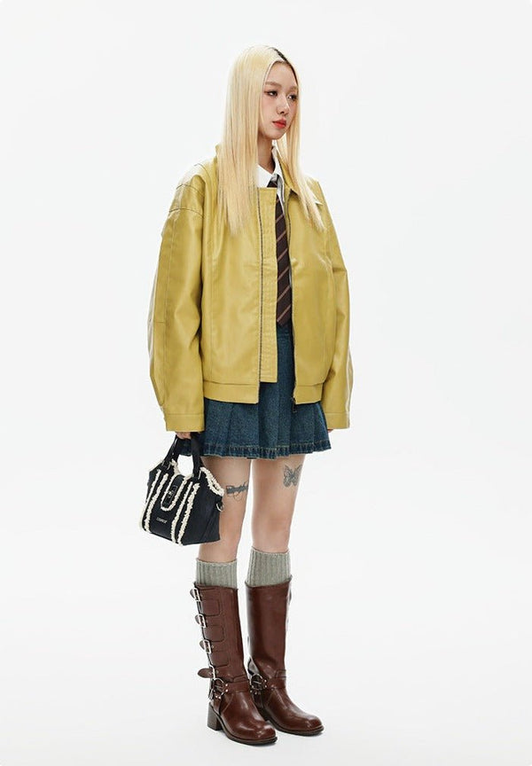 CATTEE Retro Motorcycle PU Jacket - COPPING THREADS - CATTEE