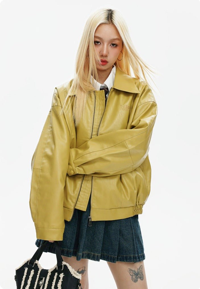 CATTEE Retro Motorcycle PU Jacket - COPPING THREADS - CATTEE