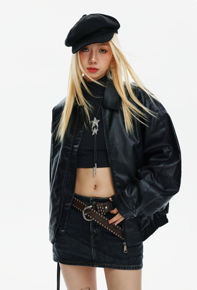 CATTEE Retro Motorcycle PU Jacket - COPPING THREADS - CATTEE
