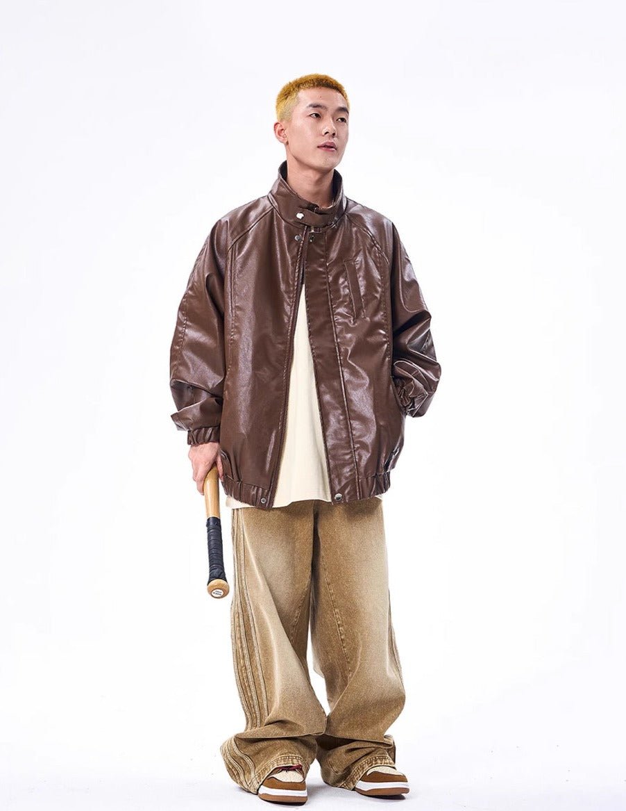 CATTEE Retro PU Leather Jacket - COPPING THREADS - CATTEE