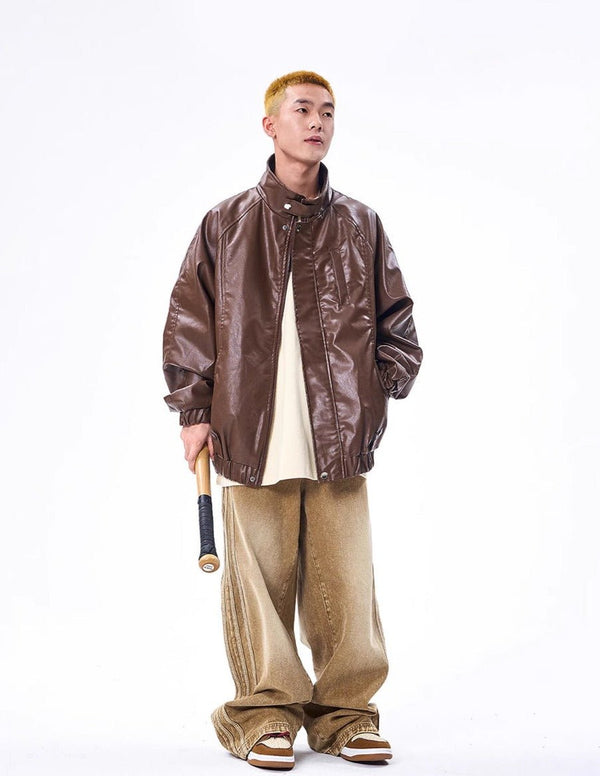 CATTEE Retro PU Leather Jacket - COPPING THREADS - CATTEE