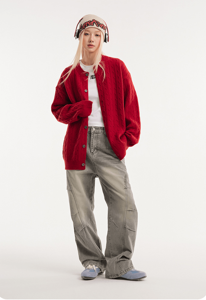 CATTEE Vintage Cable Knit Cardigan - COPPING THREADS - CATTEE