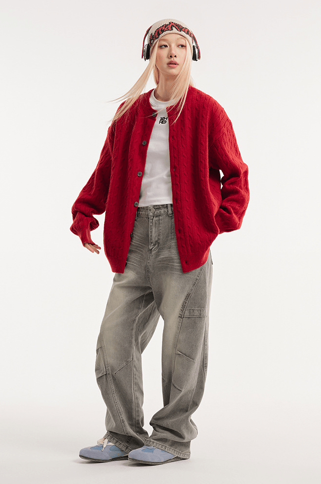 CATTEE Vintage Cable Knit Cardigan - COPPING THREADS - CATTEE