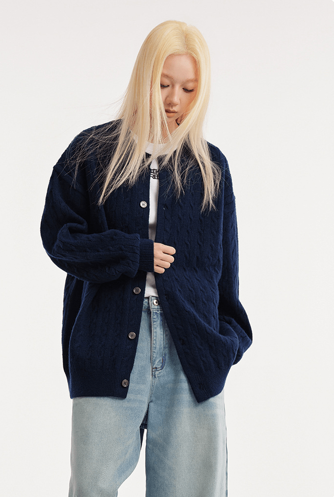 CATTEE Vintage Cable Knit Cardigan - COPPING THREADS - CATTEE