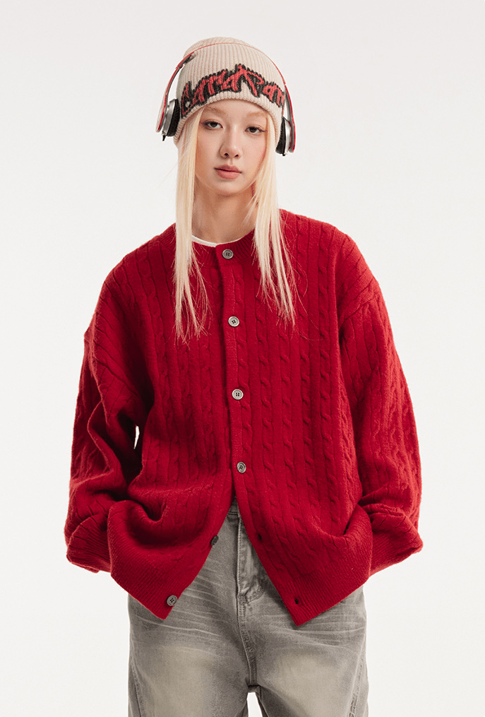 CATTEE Vintage Cable Knit Cardigan - COPPING THREADS - CATTEE