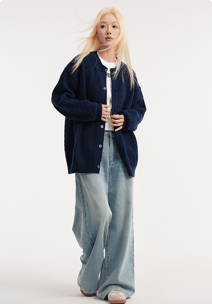 CATTEE Vintage Cable Knit Cardigan - COPPING THREADS - CATTEE