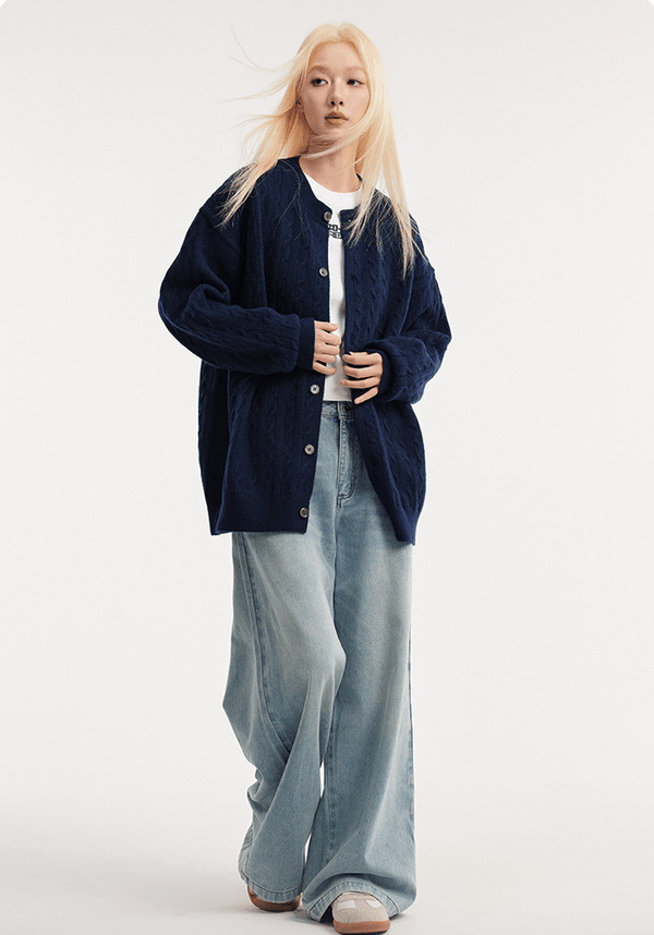 CATTEE Vintage Cable Knit Cardigan - COPPING THREADS - CATTEE