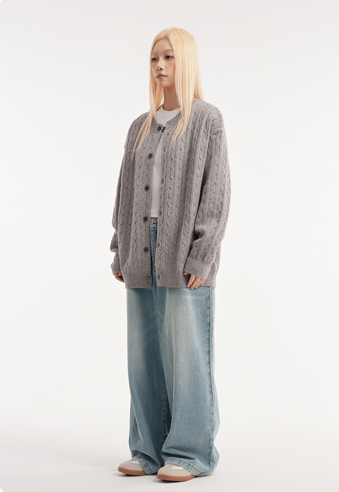 CATTEE Vintage Cable Knit Cardigan - COPPING THREADS - CATTEE