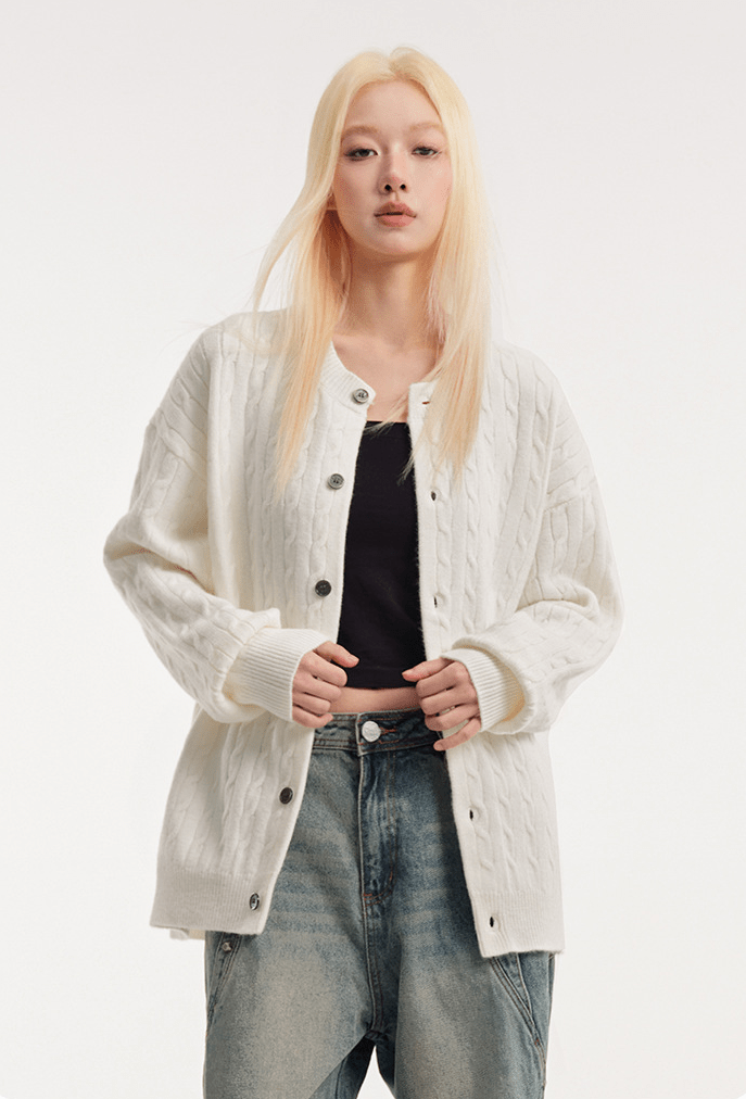 CATTEE Vintage Cable Knit Cardigan - COPPING THREADS - CATTEE