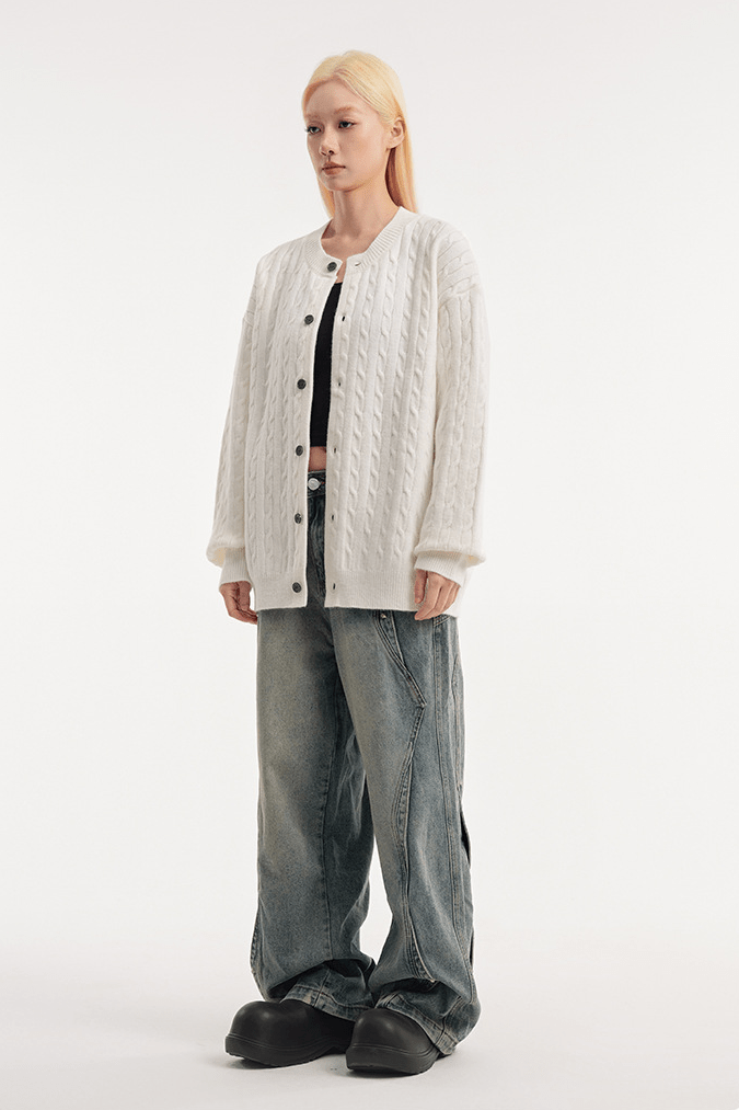 CATTEE Vintage Cable Knit Cardigan - COPPING THREADS - CATTEE