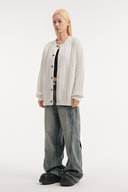 CATTEE Vintage Cable Knit Cardigan - COPPING THREADS - CATTEE