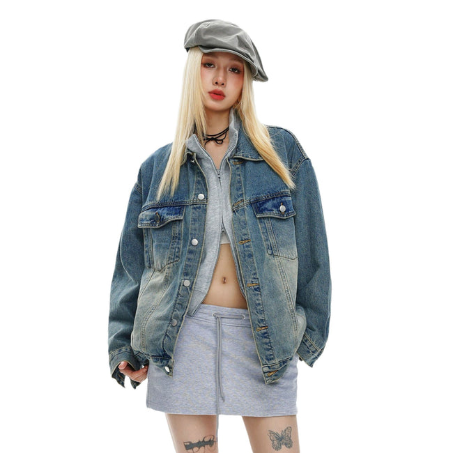 CATTEE Vintage Distressed Denim Jacket Main Image