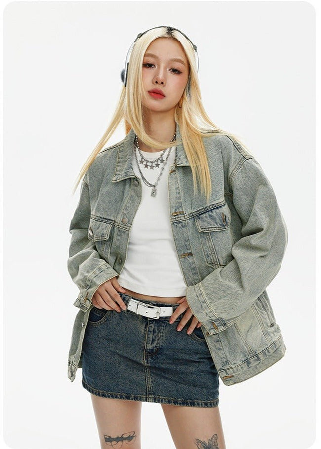 CATTEE Vintage Distressed Denim Jacket - COPPING THREADS - CATTEE Hover Image