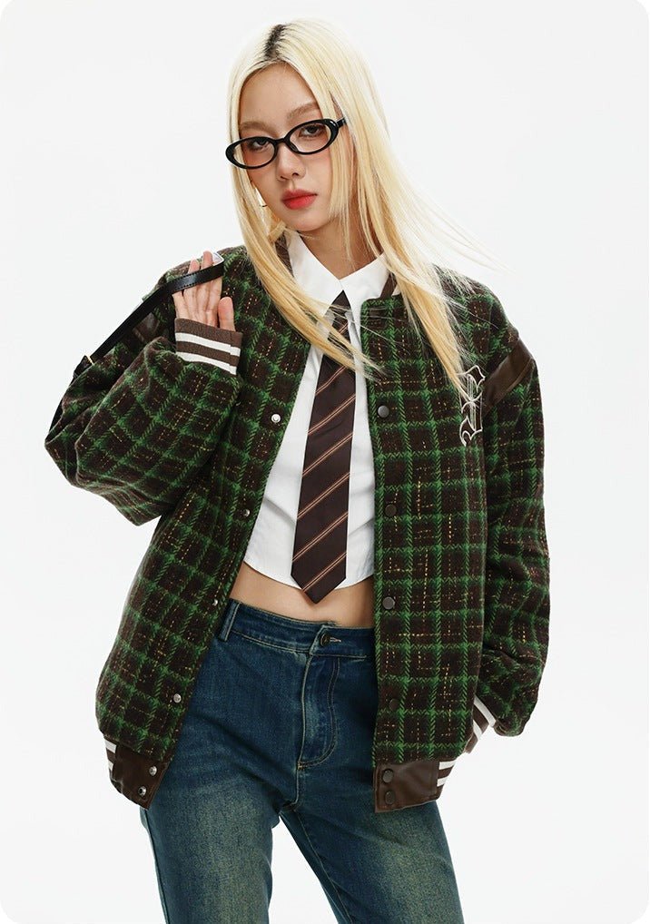 CATTEE Vintage Plaid Chanel - inspired Baseball Jacket - COPPING THREADS - CATTEE