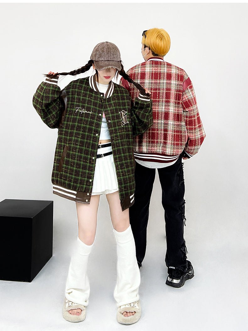 CATTEE Vintage Plaid Chanel - inspired Baseball Jacket - COPPING THREADS - CATTEE