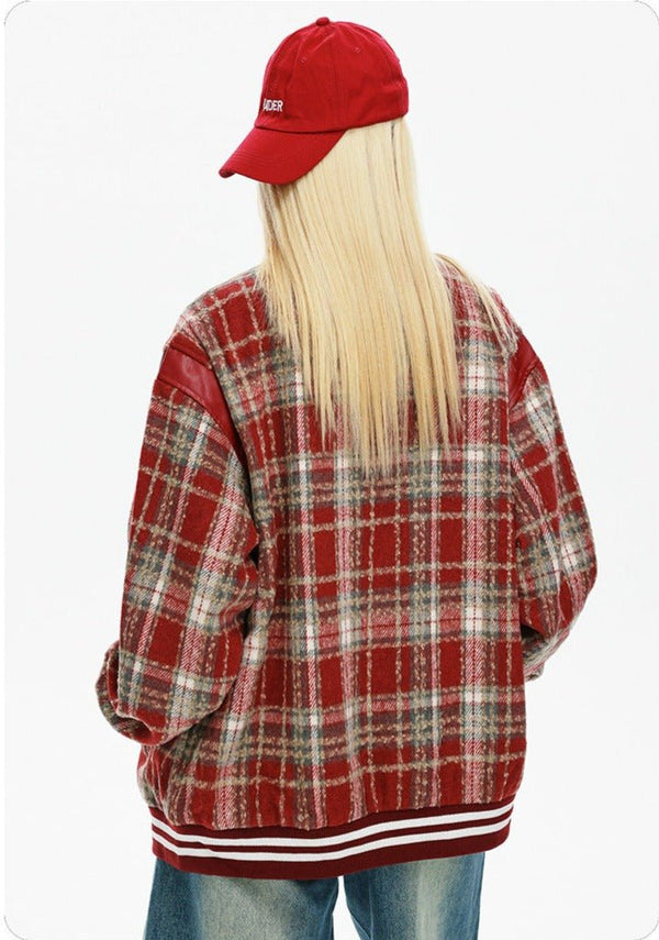 CATTEE Vintage Plaid Chanel - inspired Baseball Jacket - COPPING THREADS - CATTEE
