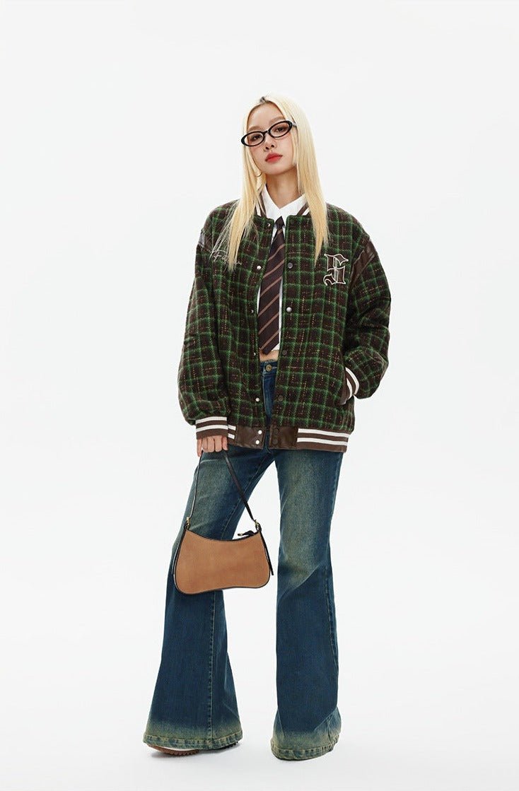 CATTEE Vintage Plaid Chanel - inspired Baseball Jacket - COPPING THREADS - CATTEE