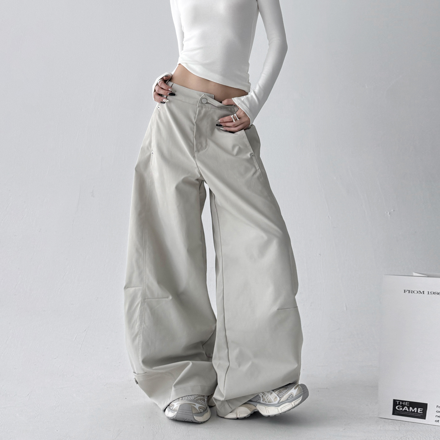 Straight Wide-leg Utility Pants