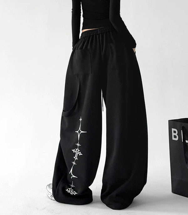 Celestial-Print Wide-Leg Sweatpants - COPPING THREADS - CT ORIGINALS