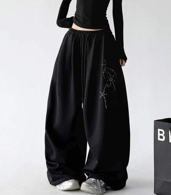Celestial-Print Wide-Leg Sweatpants - COPPING THREADS - CT ORIGINALS