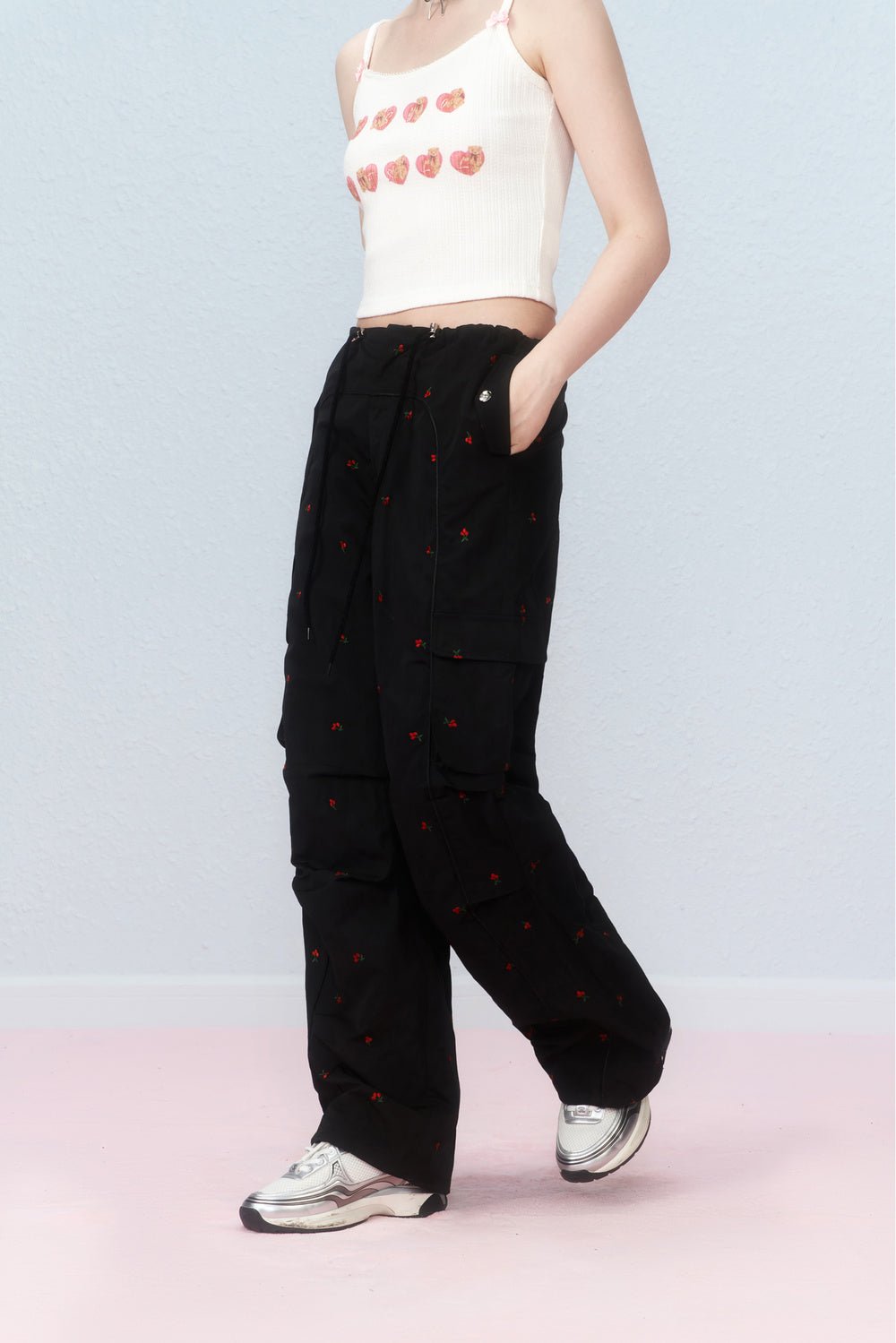 Cherry Embroidered Cargo Pants - COPPING THREADS - AYF