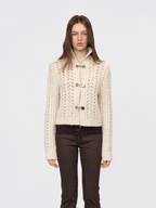 Chunky Cream Openwork Knit Cardigan - COPPING THREADS - CHICISLAND