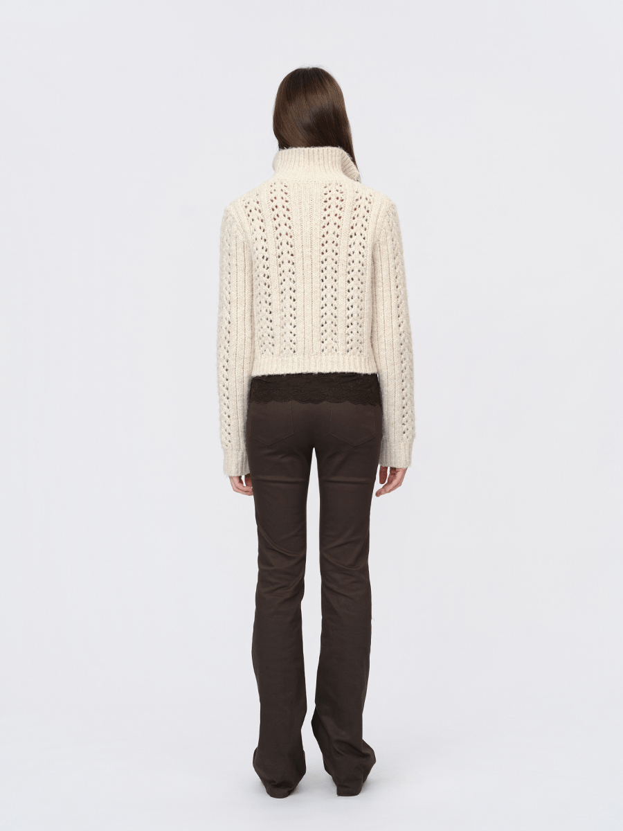 Chunky Cream Openwork Knit Cardigan - COPPING THREADS - CHICISLAND