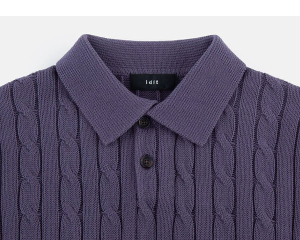 Classic-Fit Cable-Knit Polo - COPPING THREADS - IDLT