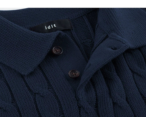 Classic-Fit Cable-Knit Polo - COPPING THREADS - IDLT