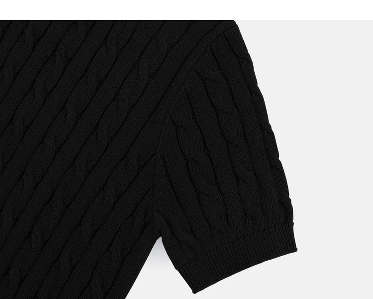 Classic-Fit Cable-Knit Polo - COPPING THREADS - IDLT