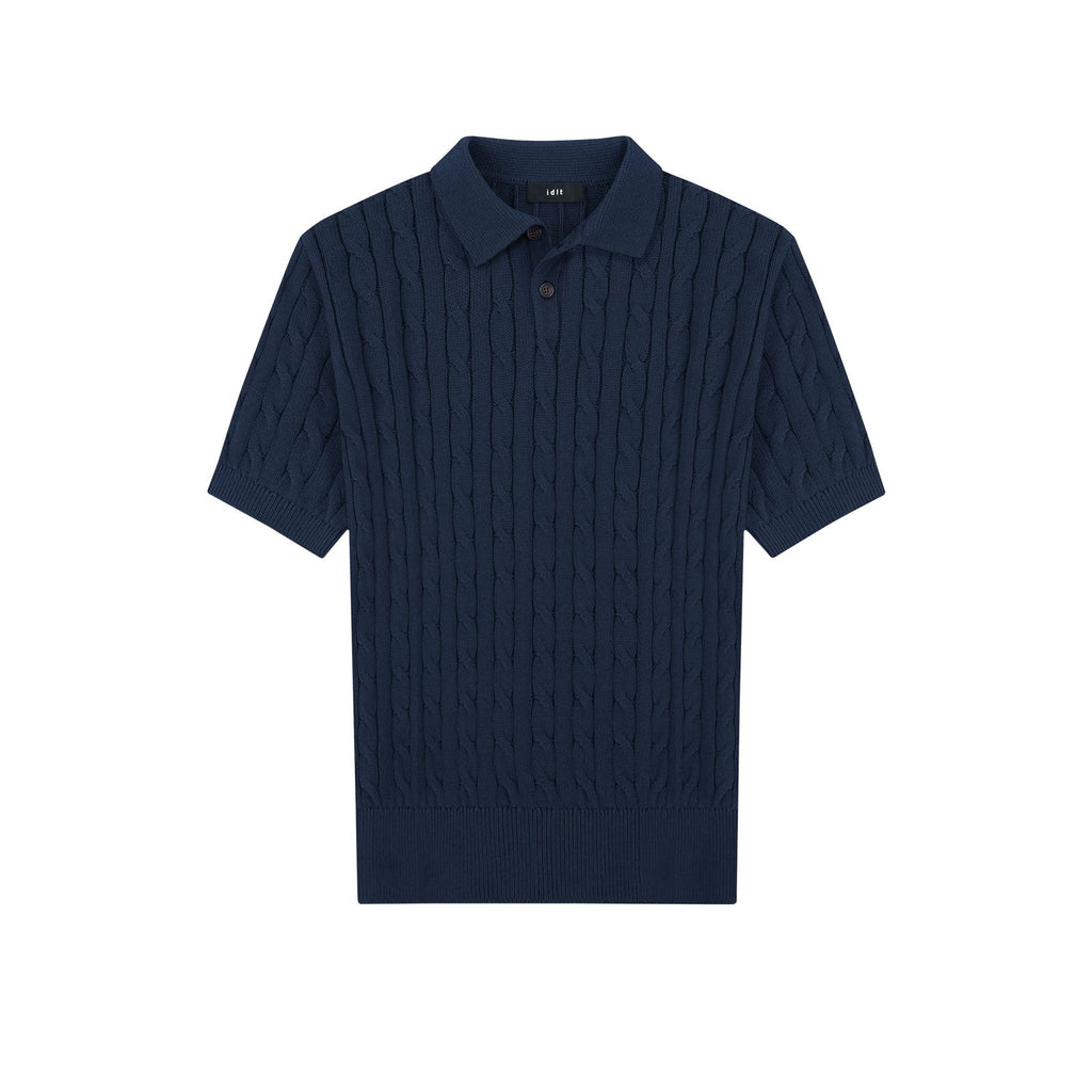 Classic-Fit Cable-Knit Polo - COPPING THREADS - IDLT