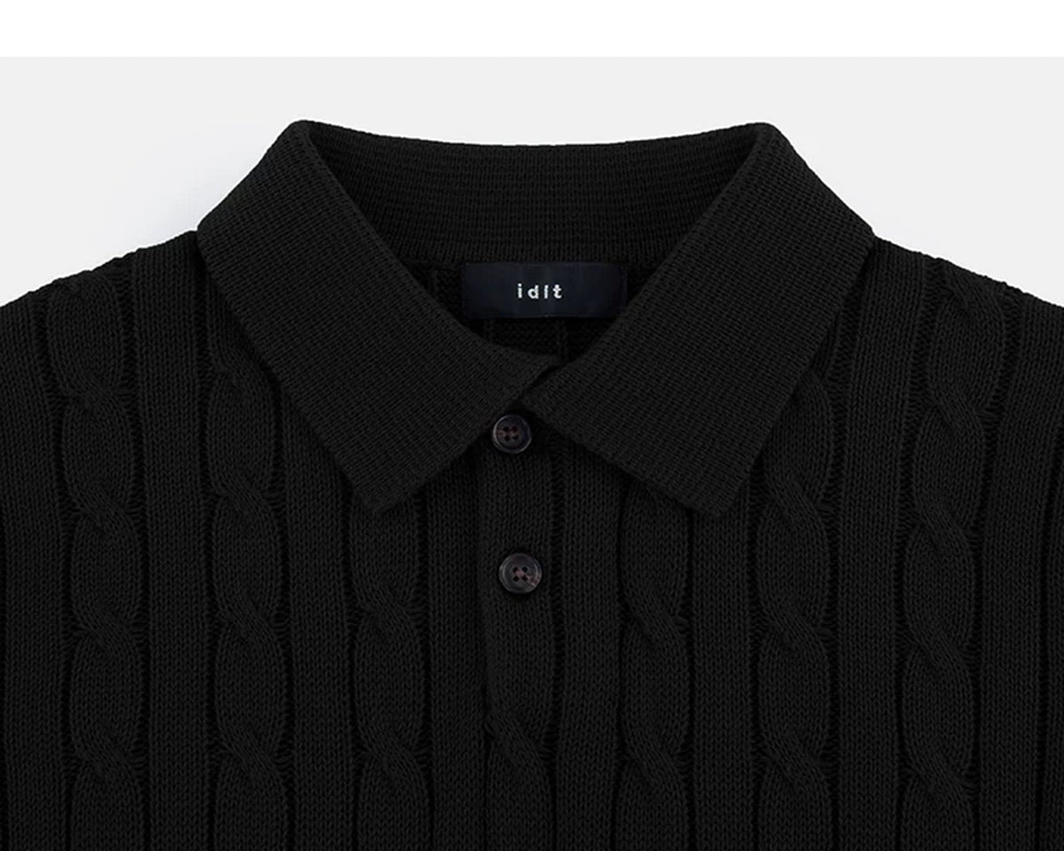 Classic-Fit Cable-Knit Polo - COPPING THREADS - IDLT