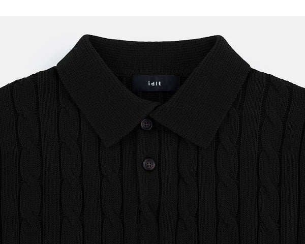 Classic-Fit Cable-Knit Polo - COPPING THREADS - IDLT