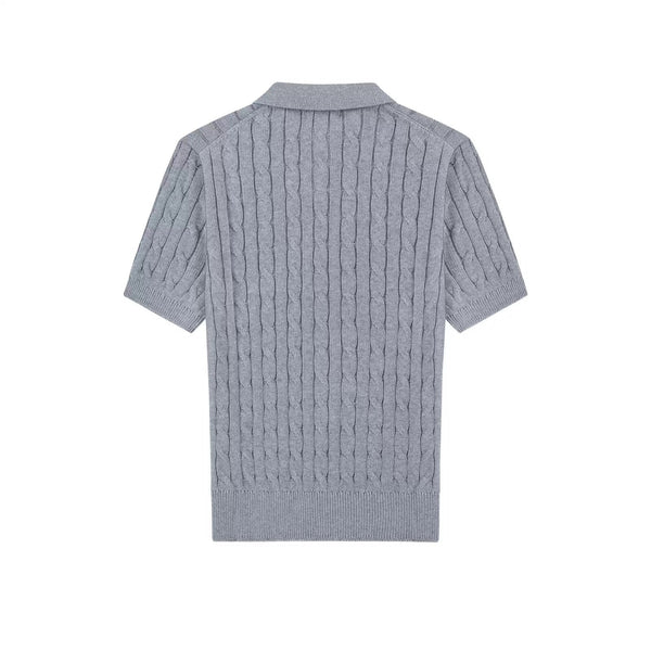 Classic-Fit Cable-Knit Polo - COPPING THREADS - IDLT