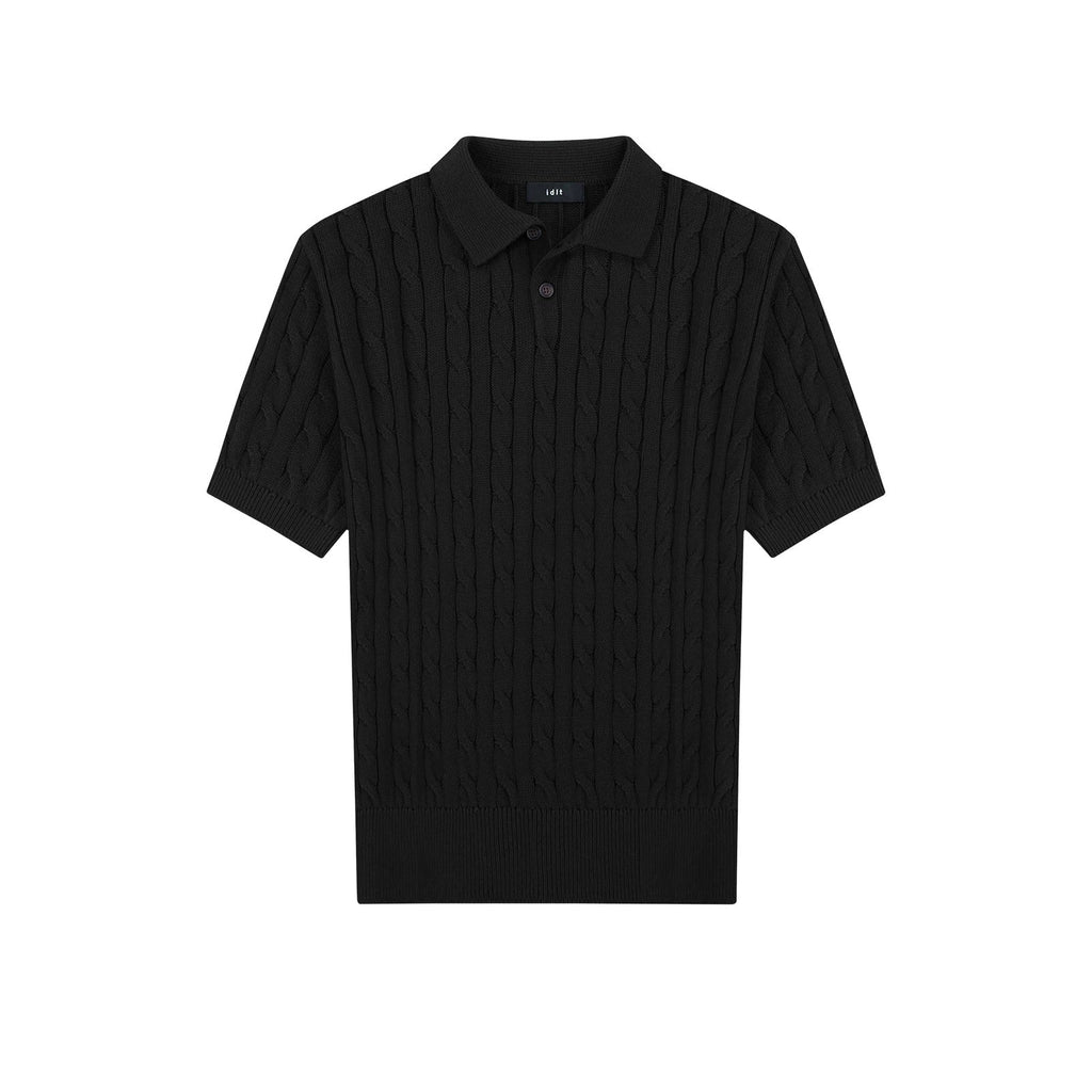 Classic-Fit Cable-Knit Polo - COPPING THREADS - IDLT