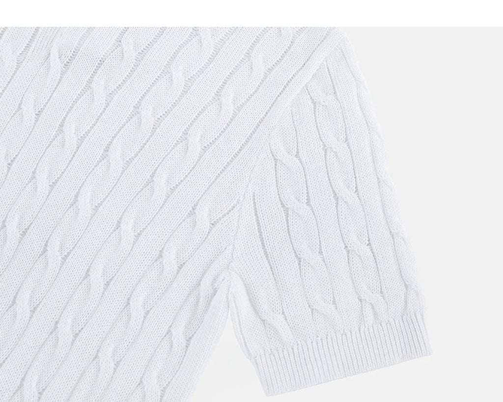 Classic-Fit Cable-Knit Polo - COPPING THREADS - IDLT
