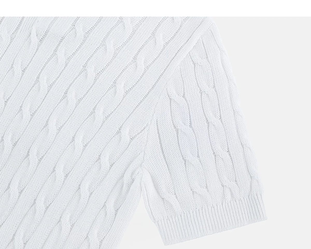 Classic-Fit Cable-Knit Polo - COPPING THREADS - IDLT