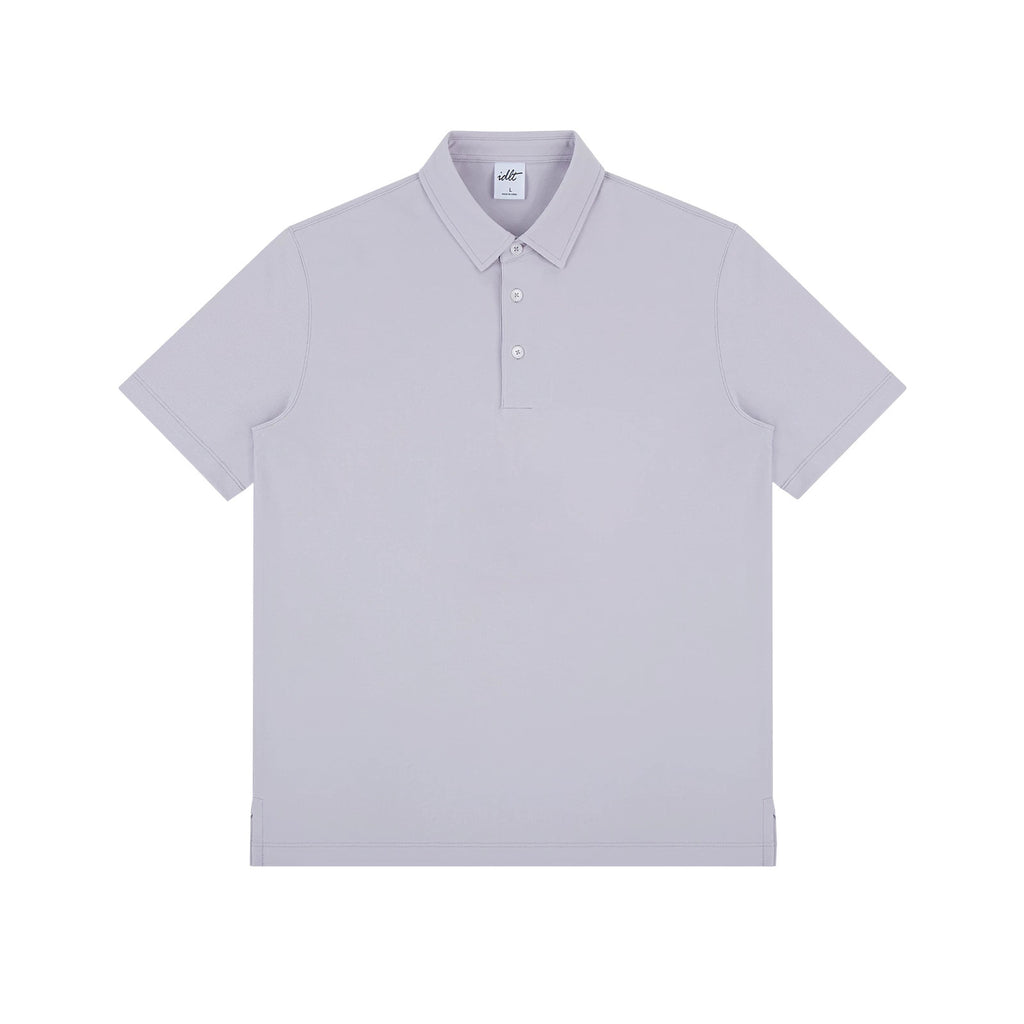 IDLT polo shirt, lavender front.