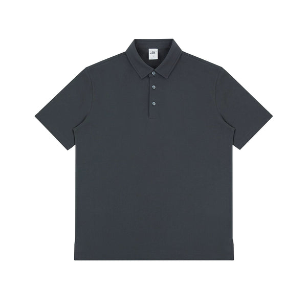 IDLT polo shirt, dark gray front.