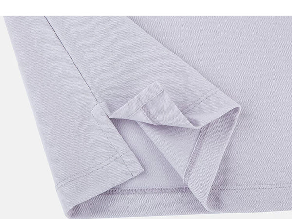 IDLT polo shirt, lavender folded hem.