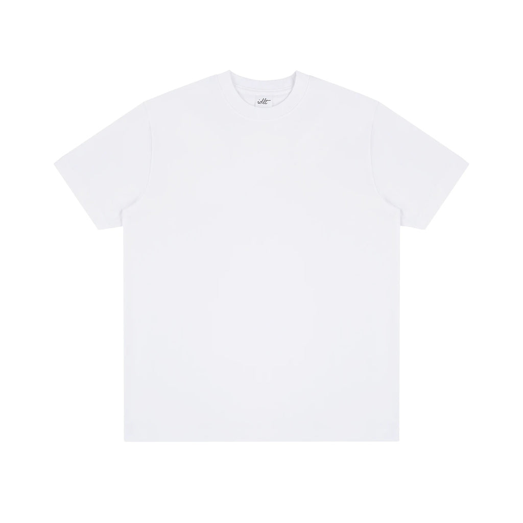 IDLT T-shirt, white front.