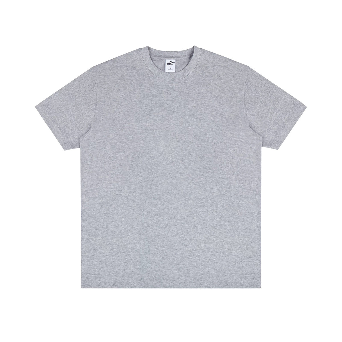 IDLT T-shirt, heather gray front.