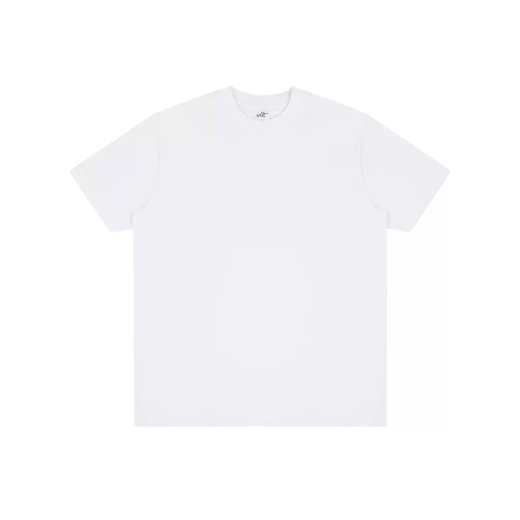IDLT T-shirt, white front overview.