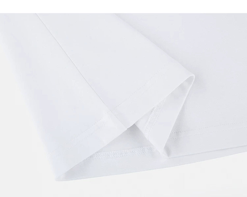IDLT T-shirt, white folded hem.