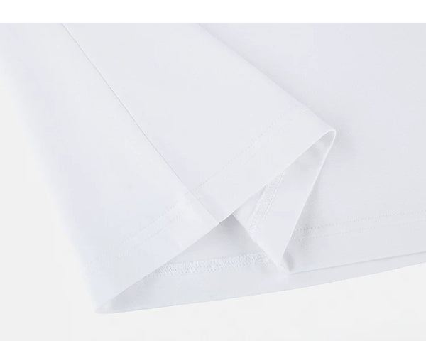 IDLT T-shirt, white folded hem.