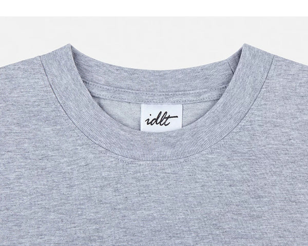 IDLT T-shirt, heather gray crewneck.
