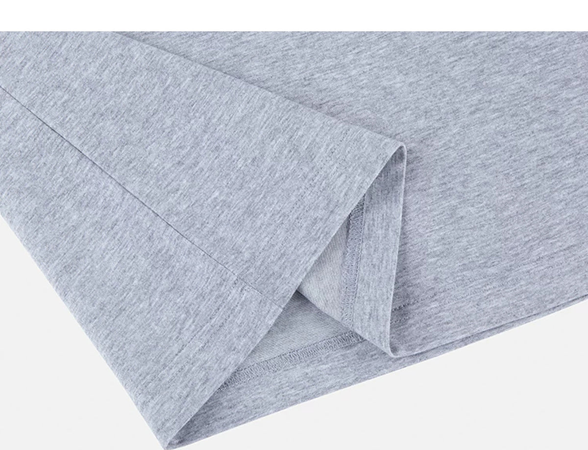 IDLT T-shirt, heather gray folded hem.