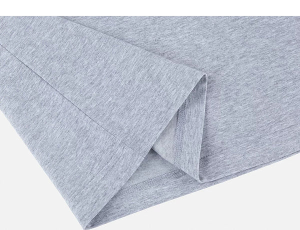 IDLT T-shirt, heather gray folded hem.