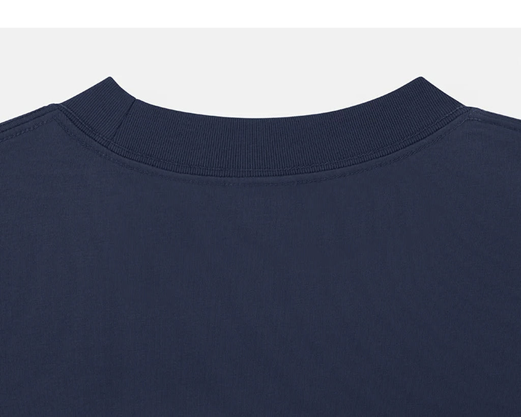 IDLT T-shirt, navy back neckline.
