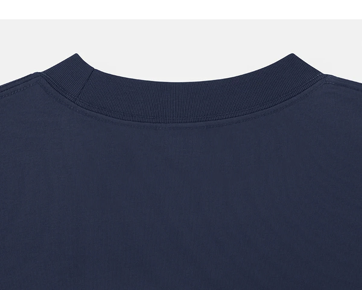 IDLT T-shirt, navy back neckline.
